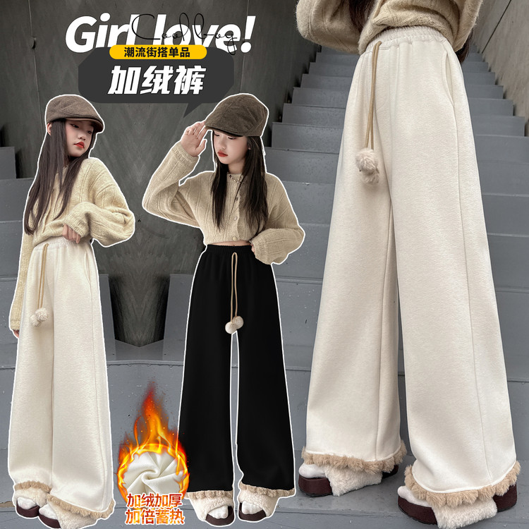 聚酯纤维口袋微弹冬季女裤子