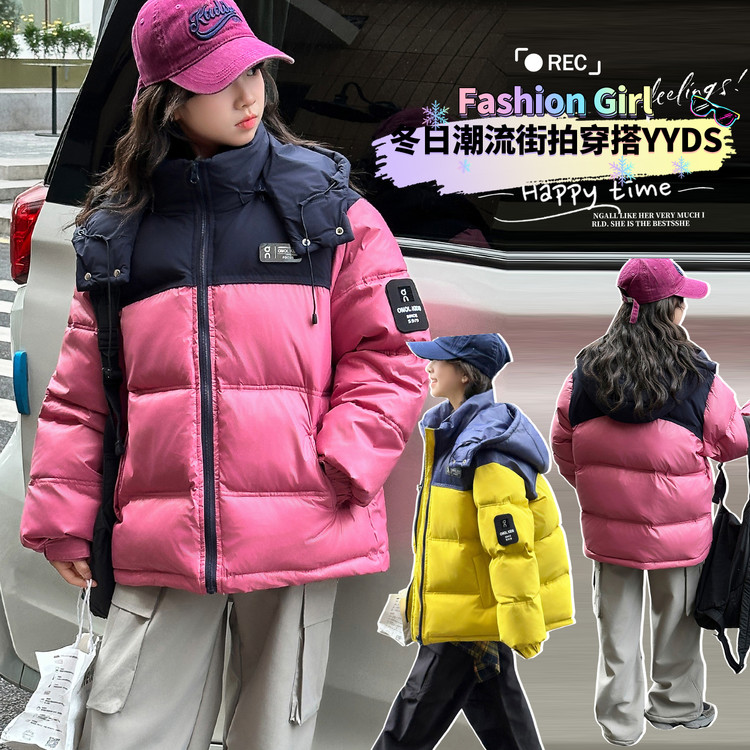 翻领有帽不可拆女实拍有模特羽绒棉棉袄/棉服