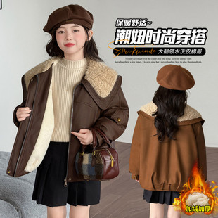 翻领PU皮B类保暖女棉袄/棉服