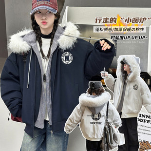 连帽(不可脱卸)B类保暖女绣花棉袄/棉服