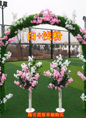 森系绿色植物拱门花门绿植草坪门新款樱花门开业活动婚礼现场布置