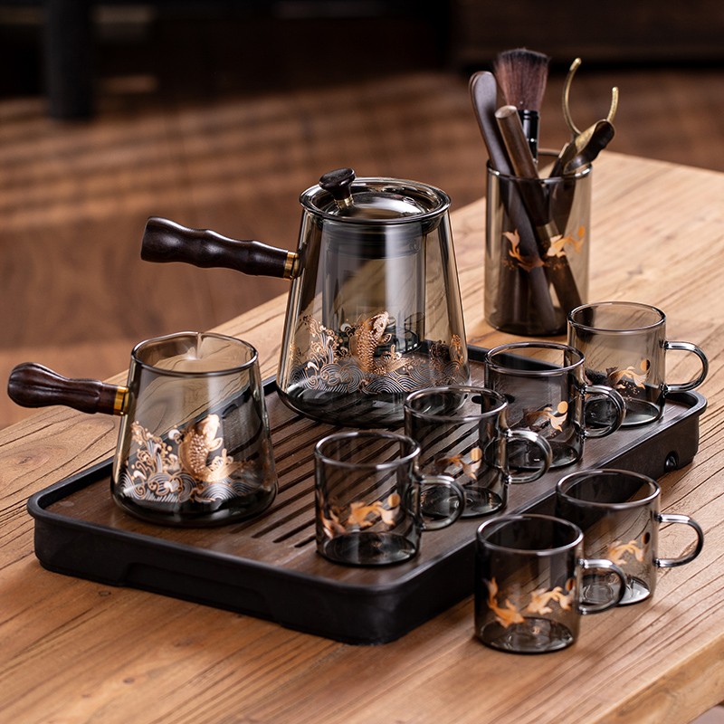 玻璃茶具套装2025新款泡茶壶专用家用会客喝茶茶台一整套功夫茶杯