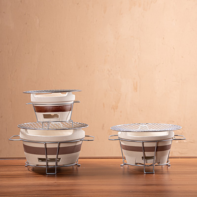 围炉煮茶家用室内老式炭炉家用打边炉泥碳烤炉户外烧烤陶土烤茶装