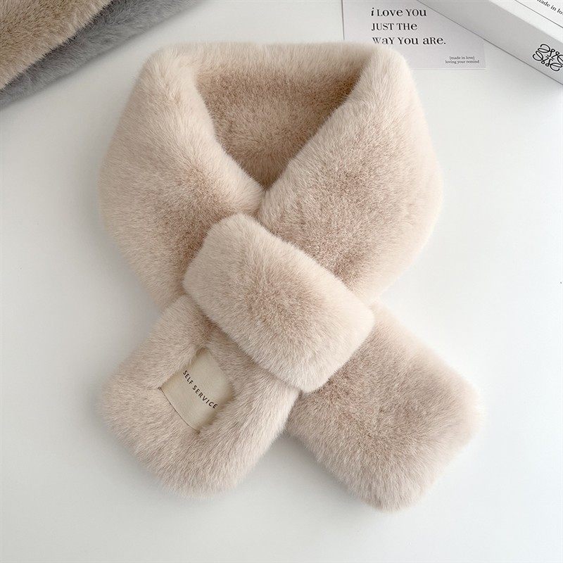 仿獭兔毛毛围巾女生秋冬加厚保暖韩版ins可爱贴标交叉毛绒围脖套,服饰配件/皮带/帽子/围巾,围巾/丝巾/披肩,淘宝优惠券,粉丝福利购,淘宝优惠卷