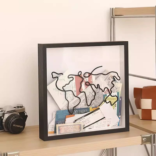 创意世界地图款演唱会车票飞机票相框桌面旅行纪念品收纳装饰画框