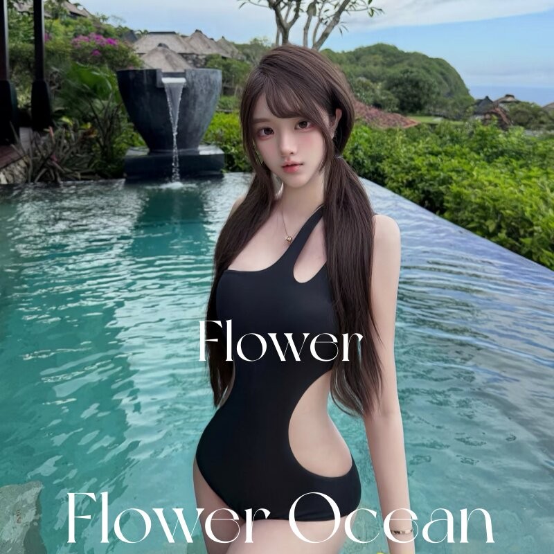 【主调黑】高级感性感黑色露腰镂空设计连体泳衣温泉海边泳装度假