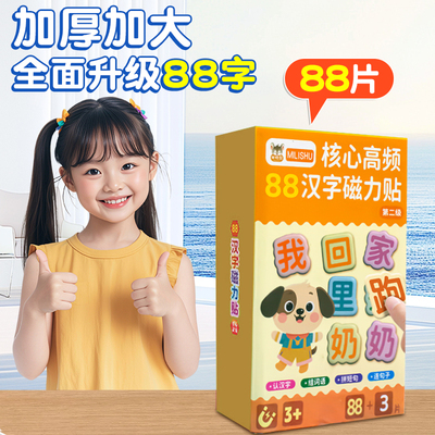 幼儿早教大片快乐识汉字88+3核心高频汉字磁力冰箱贴汉语拼字识字