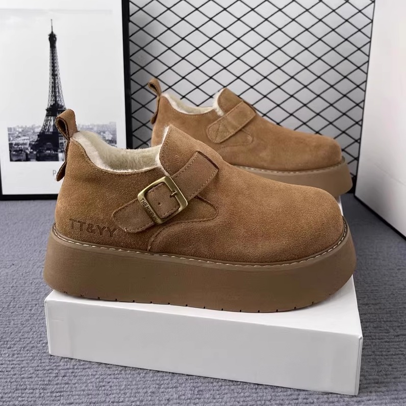 欧货真皮勃肯鞋女厚底增高雪地靴