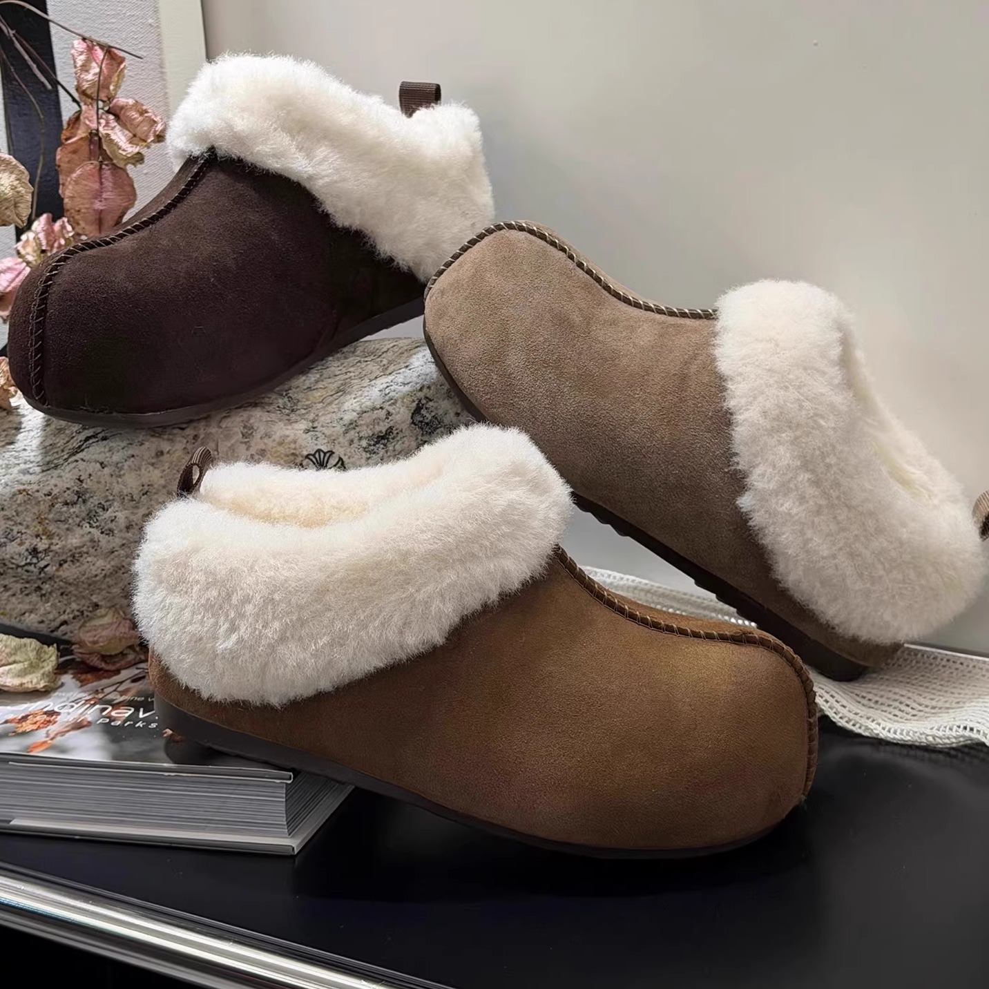 2025新款保暖一脚蹬毛毛鞋女鞋