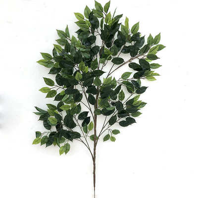 仿真榕树叶 假树叶1.2米大枝过胶榕树叶 树枝树杈树藤装饰树叶