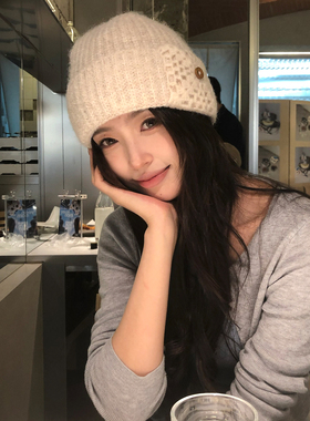 【猫仔kitten】针织帽秋冬保暖帽子休闲风韩范优雅套头毛线帽女士