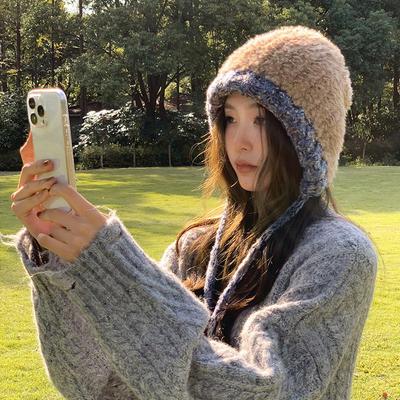 韩版ins风毛线帽女保暖护耳