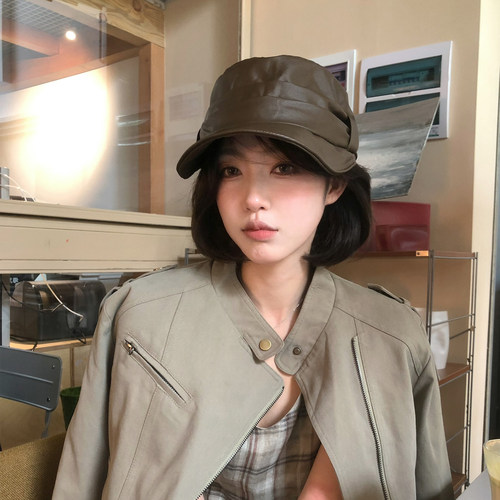 【猫仔kitten】英伦风皮质弯檐马术帽个性百搭显脸小帽子女棒球帽