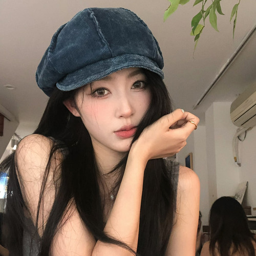 【猫仔kitten】灯芯绒牛仔休闲复古八角帽2026年秋季报童帽显脸小