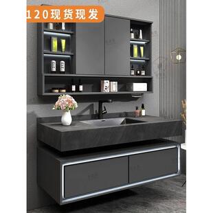 定制隐藏折叠风水镜浴室柜组合板岩集成浴室洗脸盆无障碍豪华