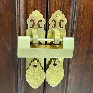 刻花覆古小锁头柜门挂锁老式插销古代铜锁彷古铜锁中式木箱子