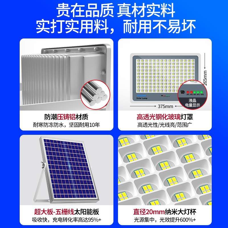 太阳能灯惠民新款农村别墅庭院户外防水太阳能投光灯led路灯