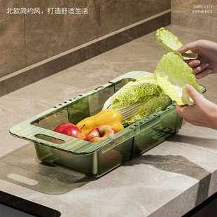 直销厨房伸缩沥水架洗菜盆沥水篮家用塑料水槽滤水篮水池菜篮 新款