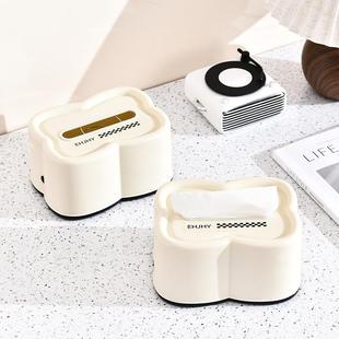 直销桌面纸巾盒客厅餐桌家用高颜值抽纸盒壁挂式 新款 奶油风简约创