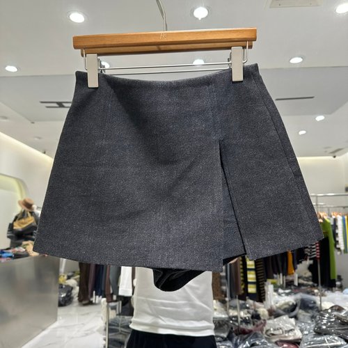 B25728欧洲站2025秋时尚高腰显瘦A字裙裤女百搭休闲羊毛短裤裙裤