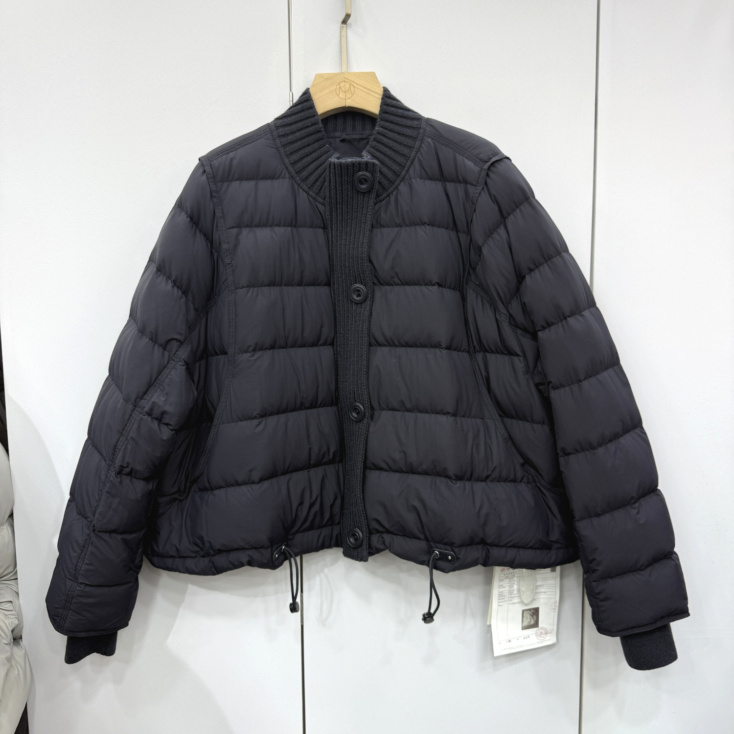 99826欧洲站2025冬新款时尚针织门襟单排扣立领白鸭绒羽绒服外套