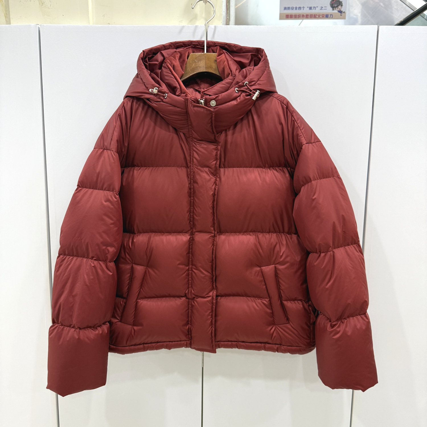 DHZ 欧洲站2025冬新款抽绳连帽仿醋酸高端加厚短装鹅绒羽绒服女