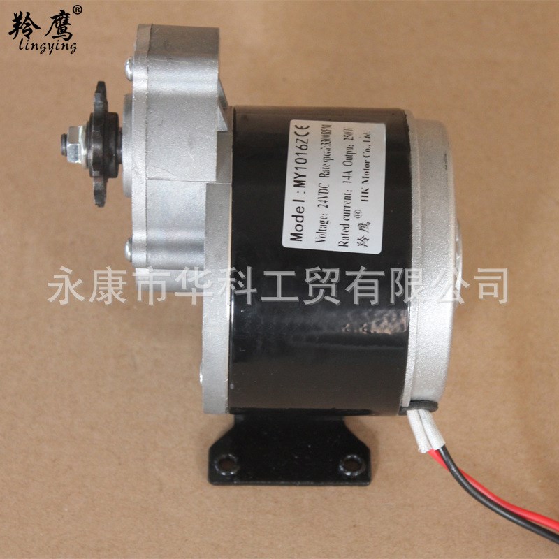 羚鹰电动车游乐设备农用机械有刷减速电机MY1016Z24V250W长轴
