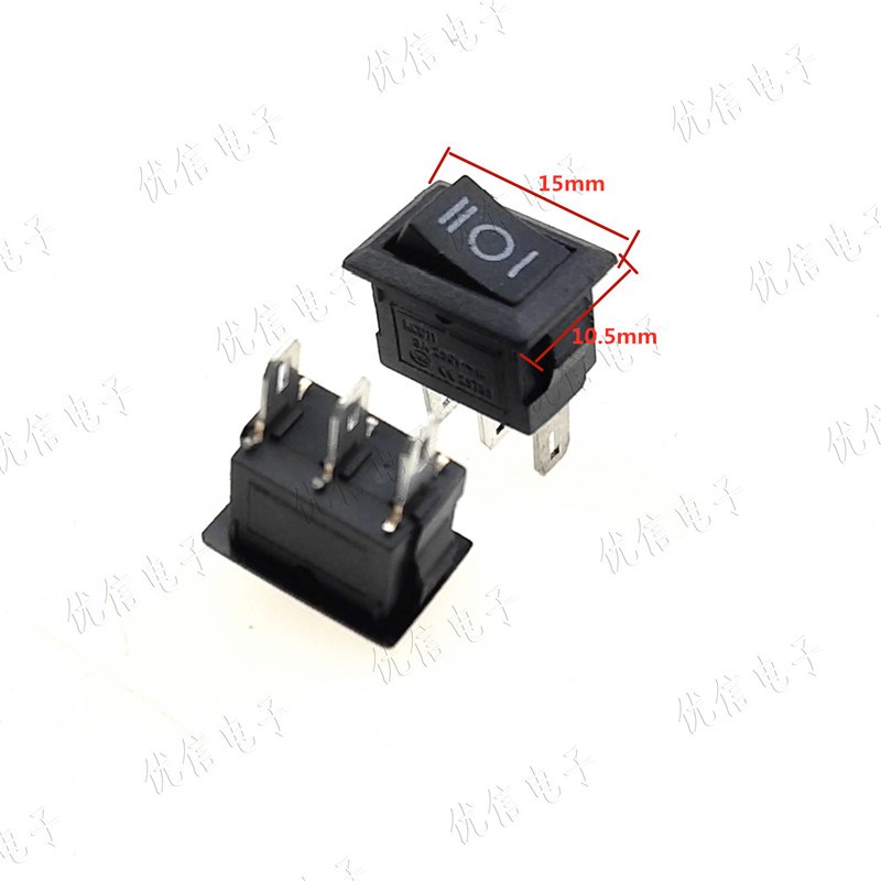 10*15 三脚三档 KCD11 铜脚 超小型船型开关 翘板开关三脚三档