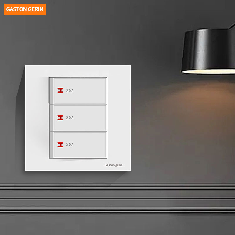 三位20A大功率开关暗装86型墙壁热水器空调3开双极曲架开关面板