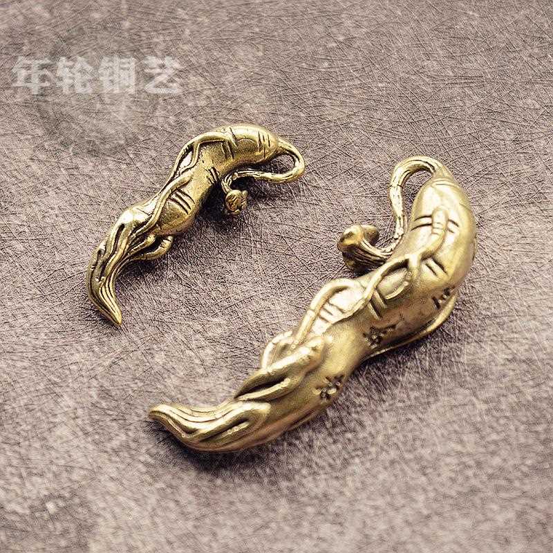 新款直销黄铜如意人参钥匙扣保人生平安挂件摆件茶艺茶宠摆件手把