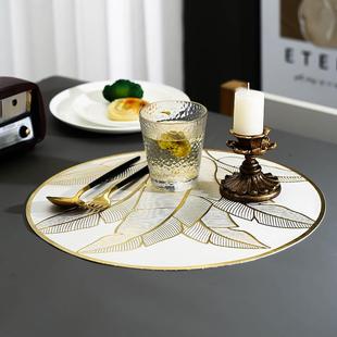 直销棕榈叶酒店家用防烫隔热垫杯垫圆形防滑耐高温餐具垫子PV 新款