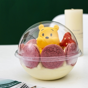 网红水晶慕斯球儿童节圣诞节水果捞蛋糕打包盒子透明波奇饭包装盒