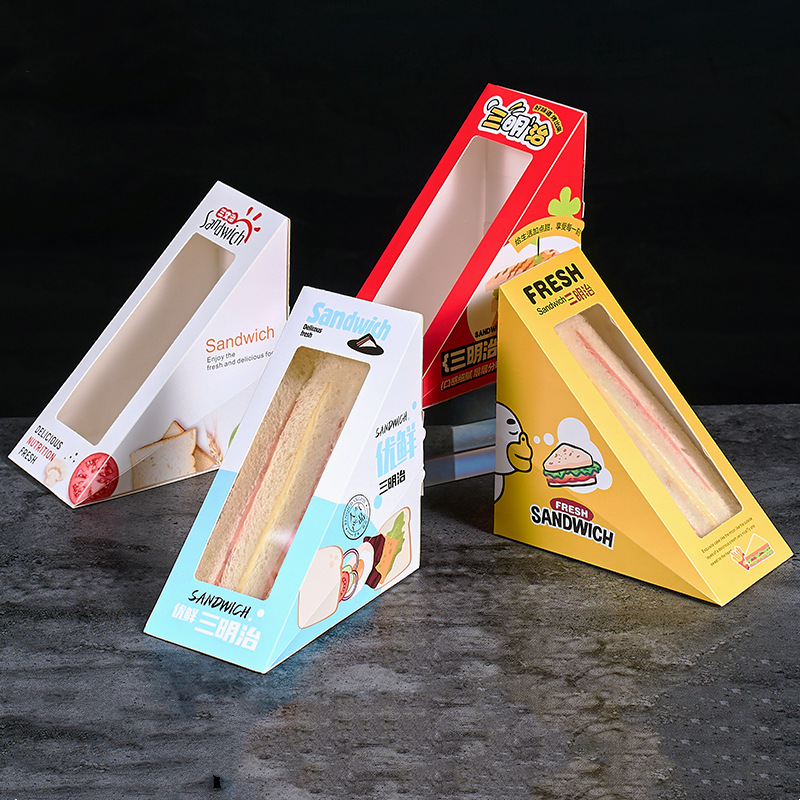 免折三明治盒子开窗西点包装纸盒三文治白卡烘焙纸盒蛋糕打包盒,厨房/烹饪用具,点心包装盒/包装袋,淘宝优惠券,粉丝福利购,淘宝优惠卷