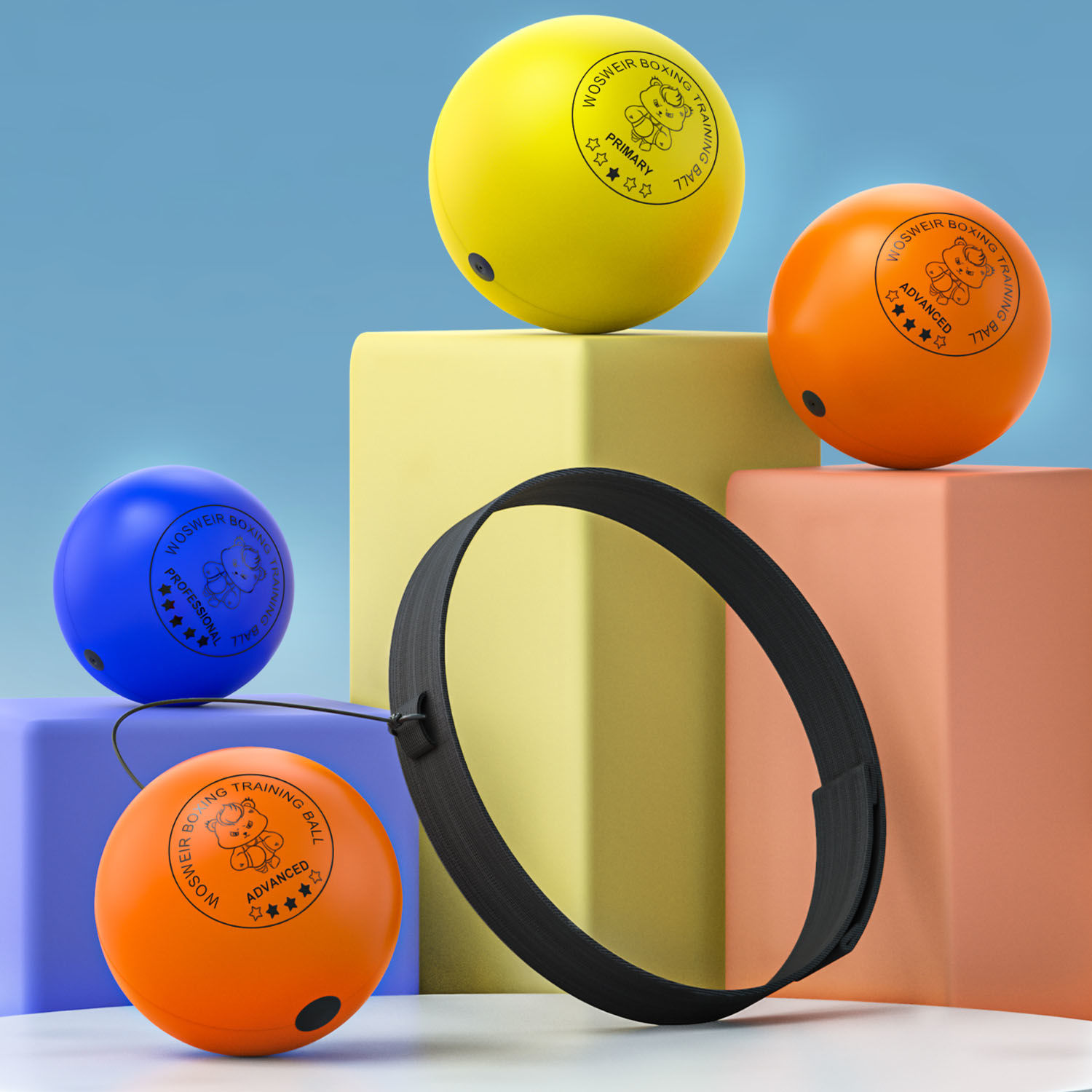 拳击球头戴式拳击反应球儿童训练成人搏击解压弹力球专注力训练