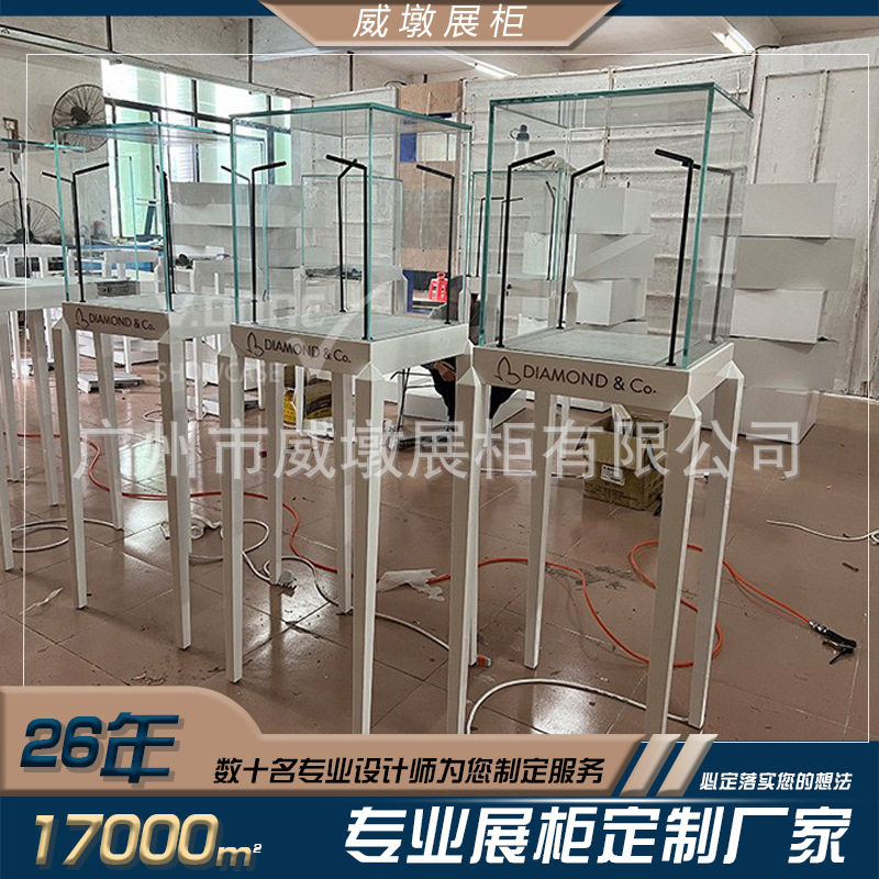 高柜玻璃展示柜不锈钢铁喷涂首饰珠宝展示柜商用钢化玻璃