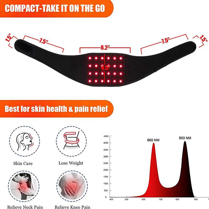 led红光理疗颈带24leds660/850红光理疗手腕带颈带下巴红光理疗带