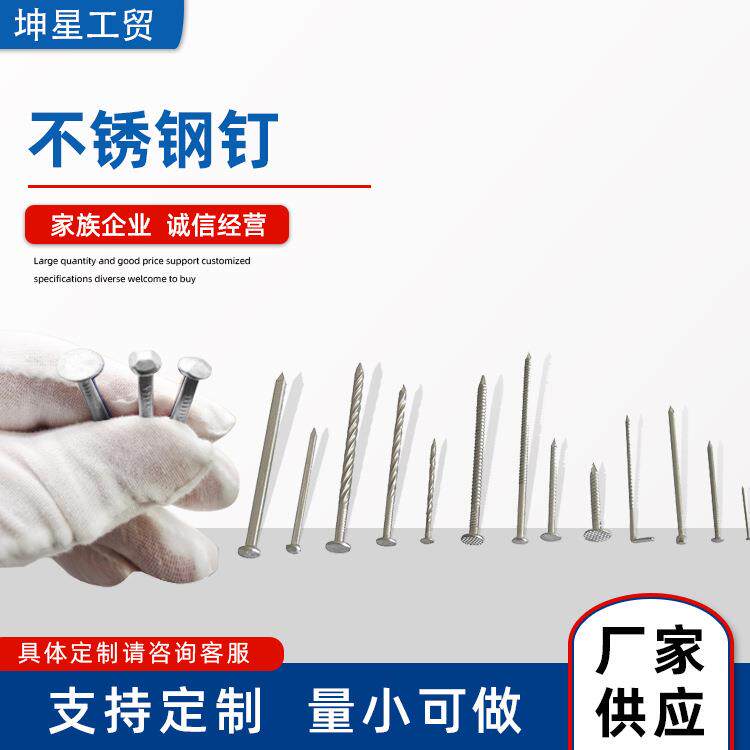 304不锈钢圆钉木工钉子高强度家用铁钉长水泥墙麻花钉洋钉地板钉