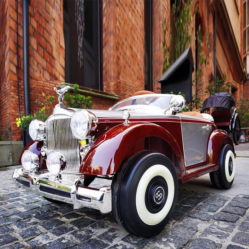 萨玛特儿童复古老爷电动汽车男女孩宝四轮越野遥控玩具可坐人