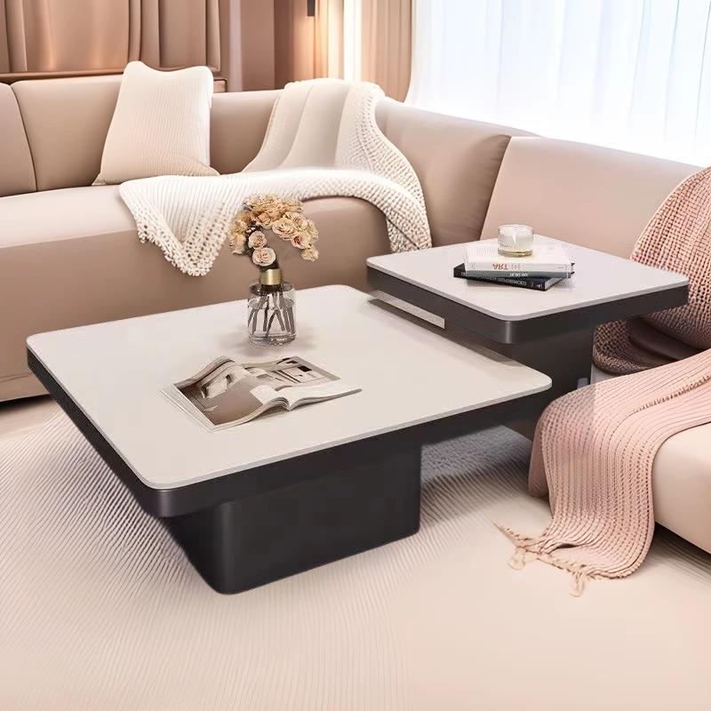 家用客厅极简简约组合茶几意式高级轻奢岩板正方形现代小户型茶几
