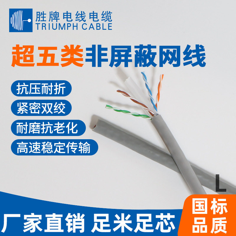 胜牌超五类CAT5e网线六类千兆网络线纯铜工程监控宽带家装通讯线