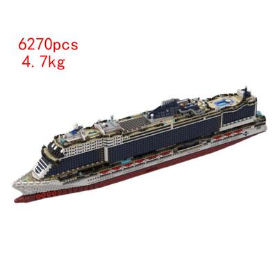 热卖现货MOC-116714沿海游轮拼装小颗粒积木套装大型船舶玩具