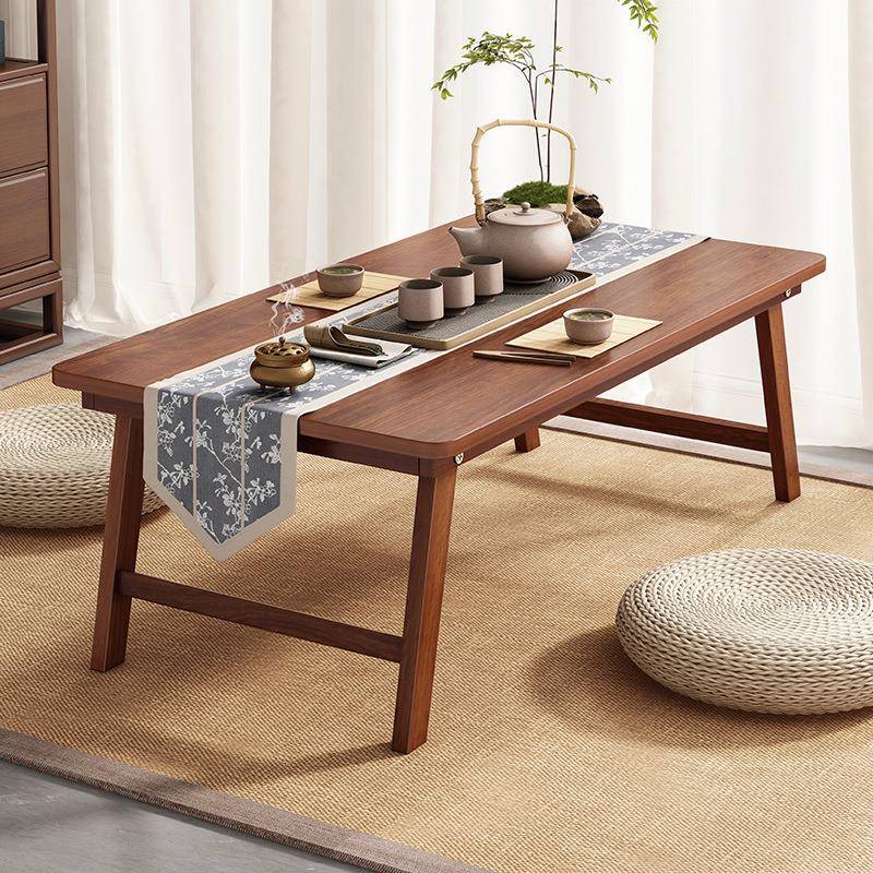 床上小桌子可折叠实木腿卧室家用电脑桌书桌学生学习阳台飘窗桌子