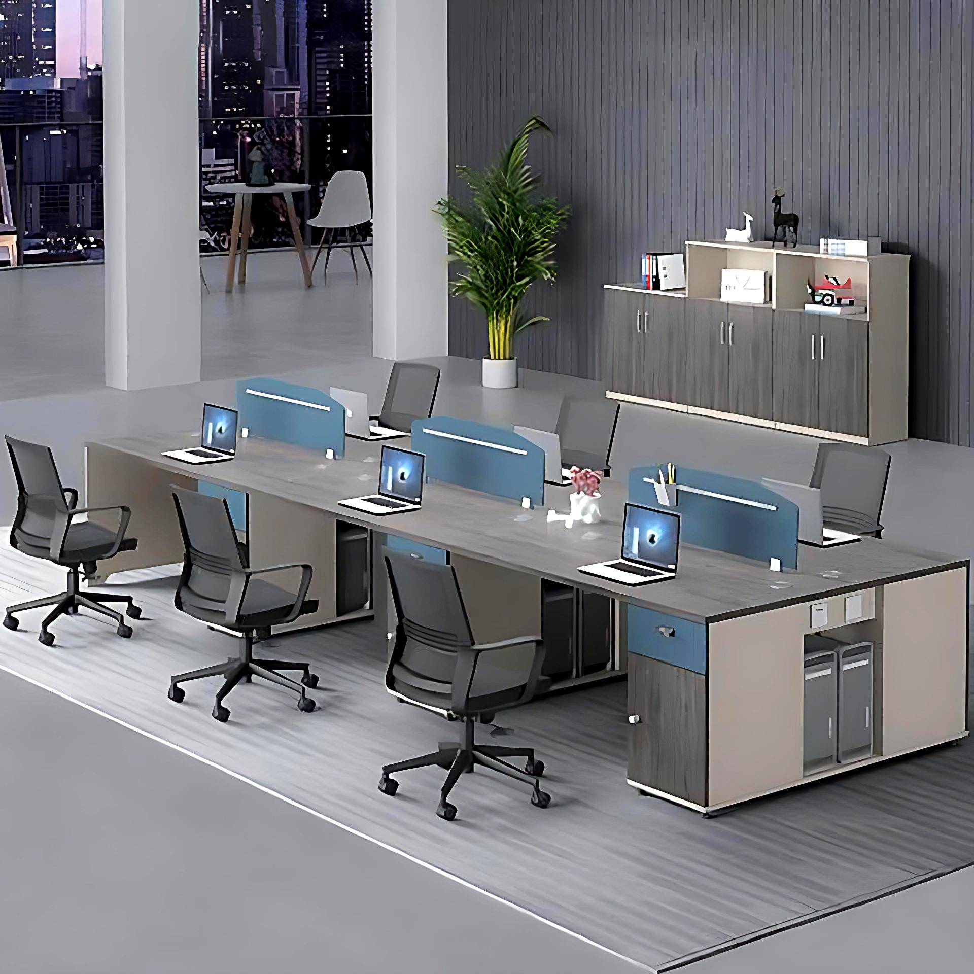 办公室职员办公桌四人位组合简约现代员工电脑桌办公桌椅组合