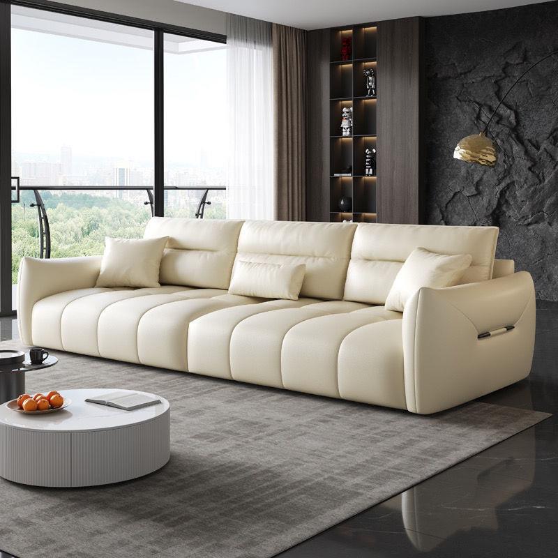 意式极简客厅小户型猫抓皮婴儿绒直排脚踏三四人位办公室布艺沙发