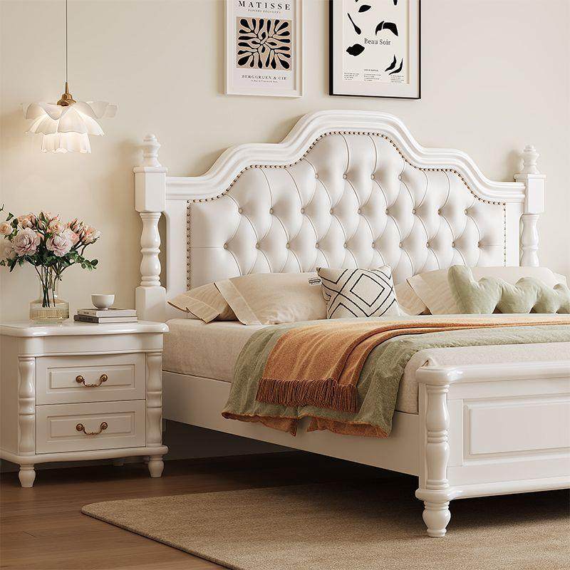 美式实木床1.8米双人床现代简约轻奢乡村白色欧式1.5米主卧高箱床