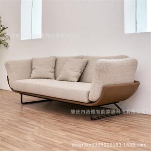日式布艺沙发双人高密度海绵躺椅现代金属脚躺椅沙发休闲带贵妃位