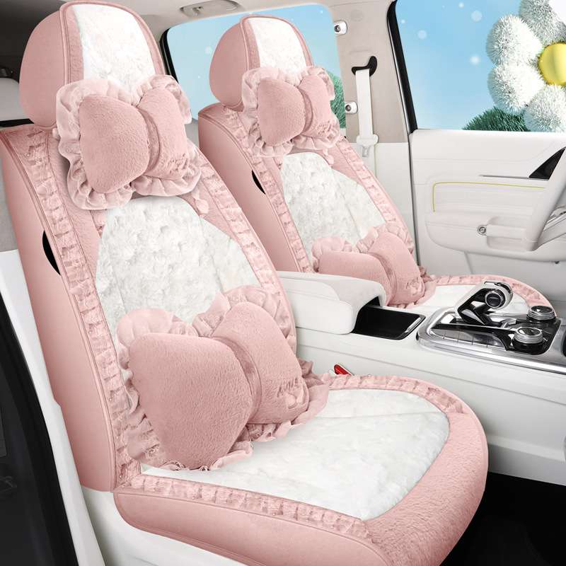 24新款冬季汽车坐垫卡通加厚全包围长毛绒座垫冬天保暖女座椅套