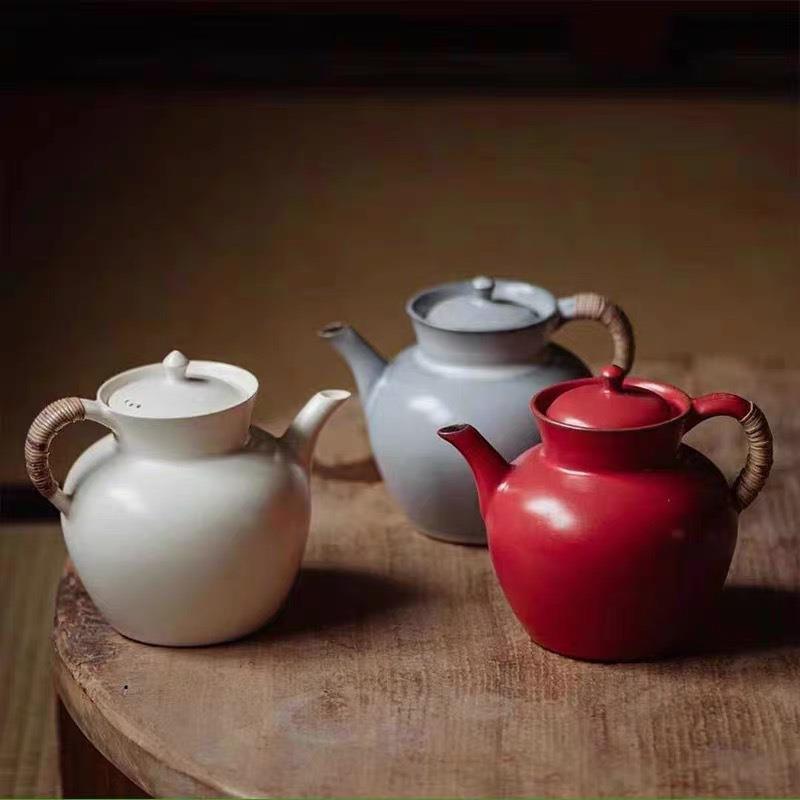 梵山堂老岩泥苏打釉白泥陶壶家用可养开片烧水泡茶壶煮茶器福融