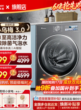 小天鹅小乌梅3.0洗衣机滚筒全自动家用12/10kg大容量洗烘干一体