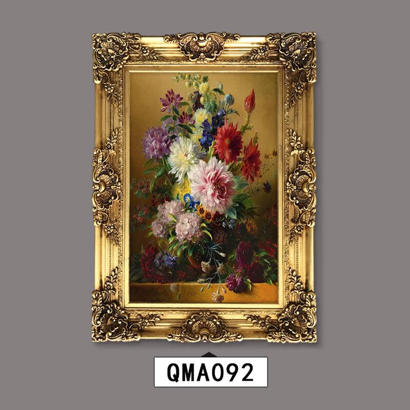 世界名画欧式牡丹花油画酒店别墅餐厅玄关装饰画花开富贵图片